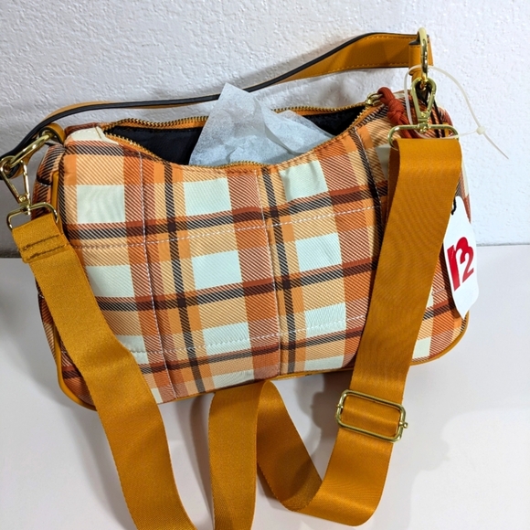 R2 Handbags - Plaid Orange Shoulder Bag